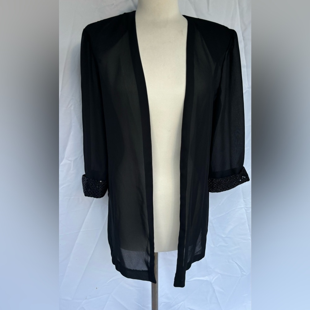 Petite Perceptions by Irene B Size 8 black thin coverup sequin cuff